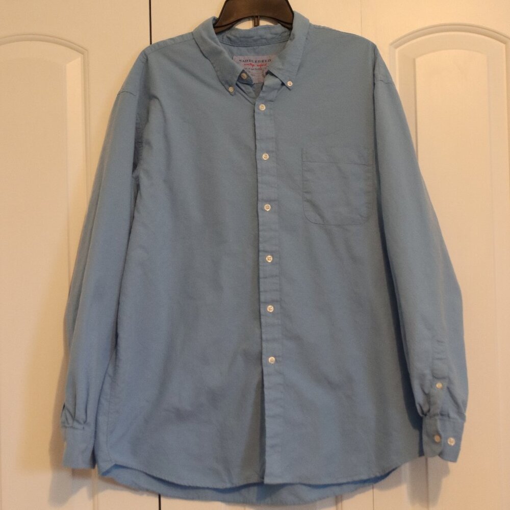 Saddlebred Mens button down Vintage Oxford Blue 100% Cotton Size XXL